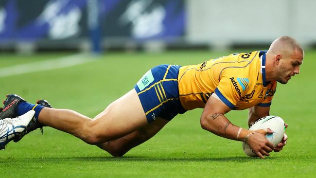 Eels matchwinner Ray Stone is put for the season. Picture: Kelly Defina/Getty Images