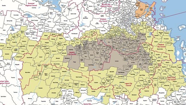 Queensland fire ant biosecurity zones. Fire ants threaten to ‘ruin our way of life’. Picture: Queensland Department of Agriculture and Fisheries