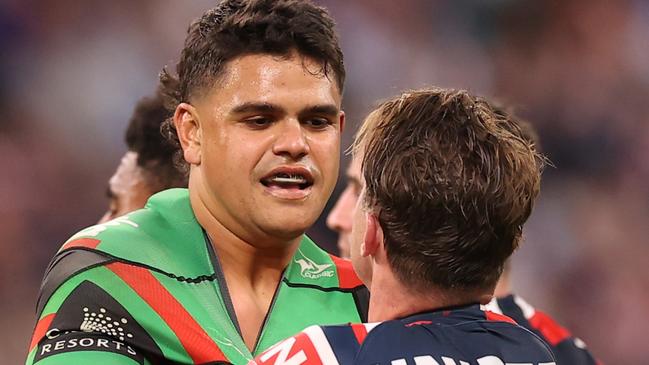 Latrell Mitchell scuffles with Connor Watson last season. Picture: Mark Kolbe/Getty Images.