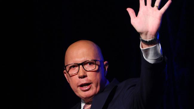 Australia's Opposition Leader Peter Dutton waves after conceding defeat in the general election last Saturday. Picture: Patrick Hamilton / AFP)