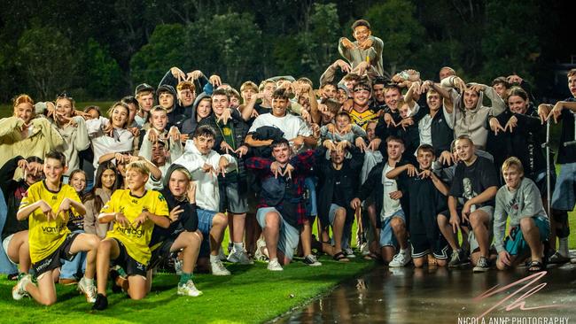 Sam Burns celebrates his 100th Sunshine Coast Falcons game in style. Picture: Nicola Anne Photography.