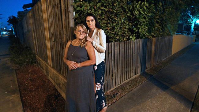 Vicki Blackburn and daughter Shannah Blackburn at the site of Shandee’s murder, on the corner of Juliet St and Boddington St in Mackay, QLD. Picture: Lyndon Mechielsen / The Australian