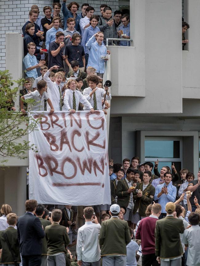 Trinity Grammar students protest. Picture: Jake Nowakowski