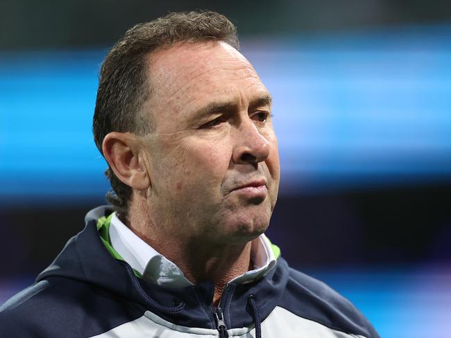 SYDNEY, AUSTRALIA - OCTOBER 09:  Raiders coach Ricky Stuart looks on during the NRL Semi Final match between the Sydney Roosters and the Canberra Raiders at the Sydney Cricket Ground on October 09, 2020 in Sydney, Australia. (Photo by Cameron Spencer/Getty Images)