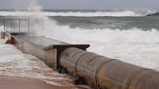 In 2012 the then Warringah Council considered relocating the pipe to the southern end of Collaroy Beach, but many in the community were opposed to that because of concerns it may have affected water quality near the rock pool. Picture John Grainger