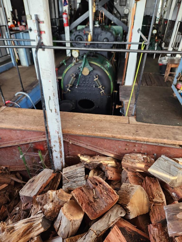 Firewood is needed to keep the fires burning on the PS Marion. Supplied