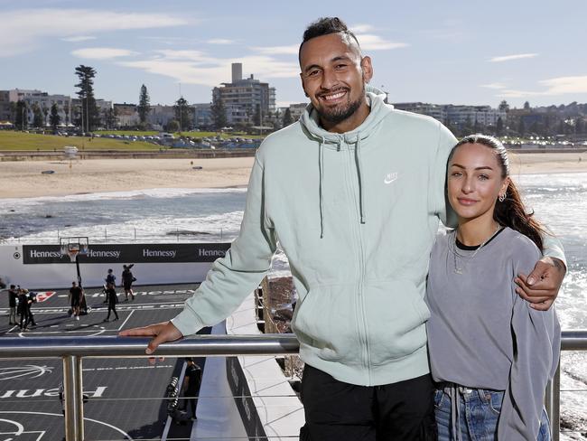 Kyrgios with his girlfriend Chiara Passari. Picture: Toby Zerna