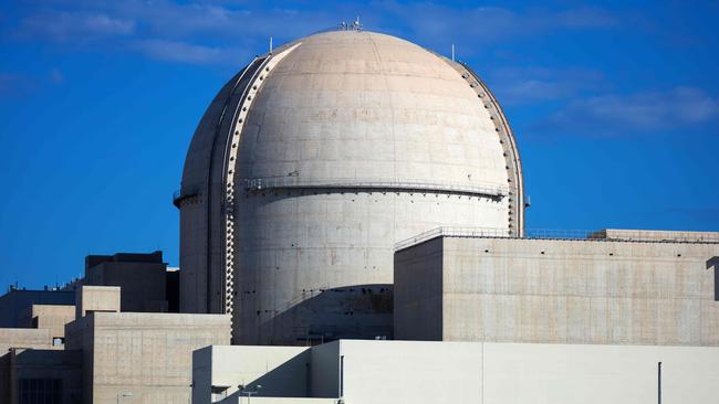 (FILES) A file photo taken on November 12, 2019 as a handout picture obtained from the media office of the Barakah Nuclear Power Plant on February 13,  shows a view of the power plant in the Gharbiya region of Abu Dhabi on the Gulf coastline about 50 kilometres west of Ruwais. - UAE announced the starting up of the first Arab nuclear plant on August 1, 2020. (Photo by - / Barakah Nuclear Power Plant / AFP) / RESTRICTED TO EDITORIAL USE - MANDATORY CREDIT "AFP PHOTO /Barakah Nuclear Power Plant" - NO MARKETING - NO ADVERTISING CAMPAIGNS - DISTRIBUTED AS A SERVICE TO CLIENTS