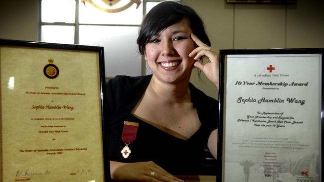 Then-Australian National University student Sophia Hamblin Wang after being nominated for a Pride of Australia Award.