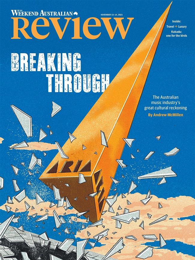 Review cover for November 13-14 2021: 'Breaking through’. Illustration: Tom Jellett