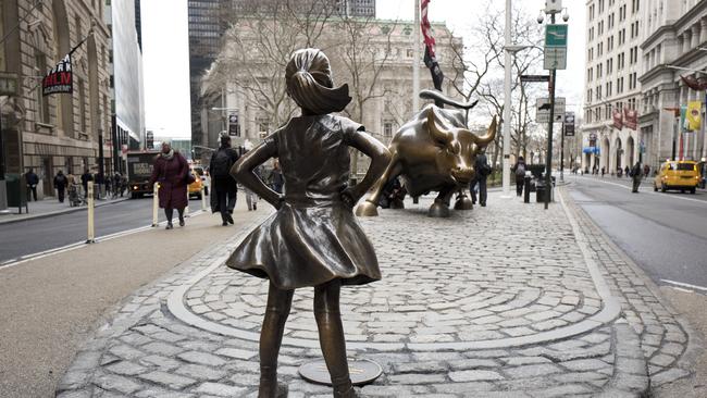 The ‘Fearless Girl’ statue. Picture: Mark Lennihan/AP