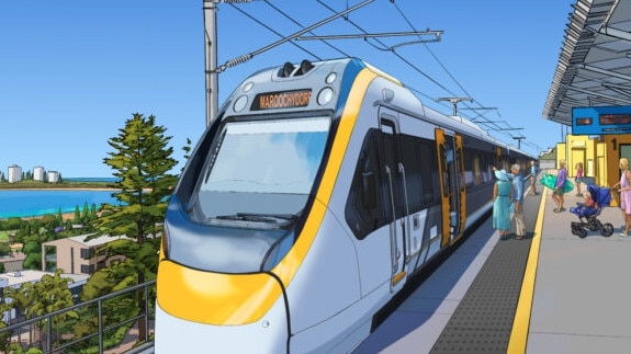 An artist's impression of the Sunshine Coast Direct Rail Line, which could cover 37km and feature seven stations. Picture: TMR.