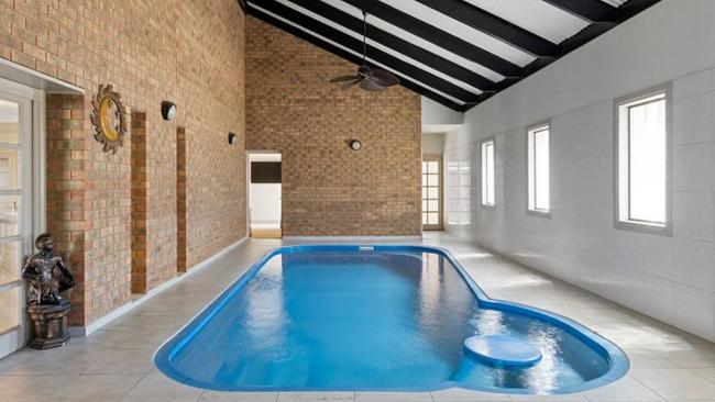 The heated indoor swimming pool is a feature of former Coast to Coast Homes director Sean Craven’s Port Hughes house. Picture: realestate.com.au