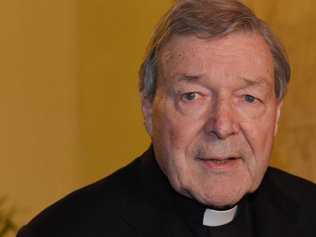 (FILES) This file photo taken on March 3, 2016 shows Vatican finance chief Cardinal George Pell speaking to the media at the Quirinale hotel in Rome at the end of evidence via video-link to Australia's Royal Commission into Institutional Responses to Child Sexual Abuse in Sydney for a second of three days. Australian police said on July 28, 2016 they are investigating child abuse complaints against Vatican finance chief George Pell with a decision on whether to press charges yet to be made. / AFP PHOTO / ANDREAS SOLARO