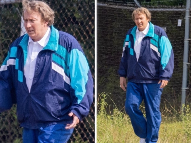 Nicholas Cage unrecognisable on the set of the sports biopic Madden.