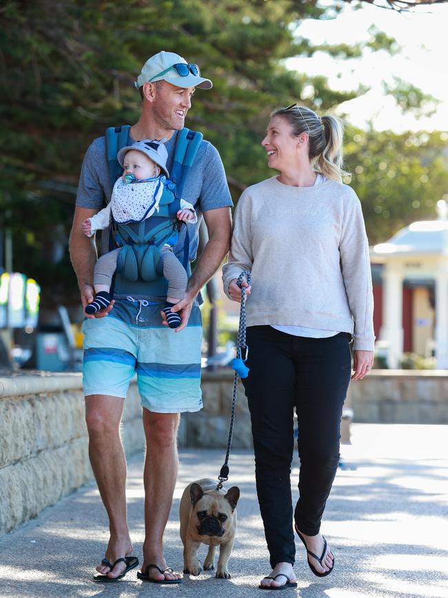 Jen and Will King, with their son, Sebastian, 6 months, and pug Monty. Picture: Justin Lloyd