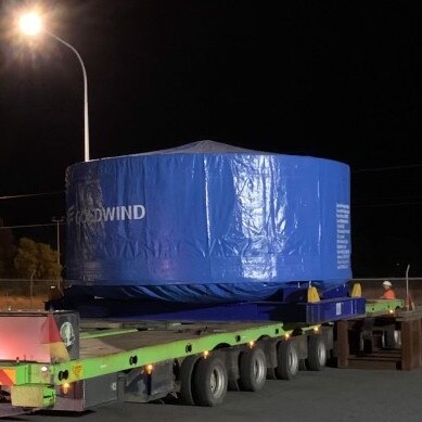 Wind turbine packages destined for the Clarke Creek Wind Farm in Central Queensland will begin their venture through Gladstone's Port after arriving last week. Picture: Supplied