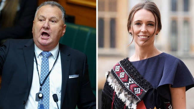 New Zealand Resources Minister Shane Jones, left, and the nation's former prime minister Jacinda Ardern. Picture: Getty Images/AFP