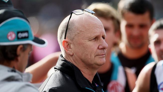 Ken Hinkley isn’t buying into conversation surrounding his future. Picture: James Elsby/AFL Photos via Getty Images