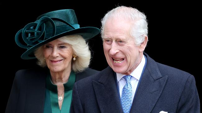 Queen Camilla and King Charles III at Easter, leaving a service at Windsor Castle. Picture: Chris Jackson/Getty Images