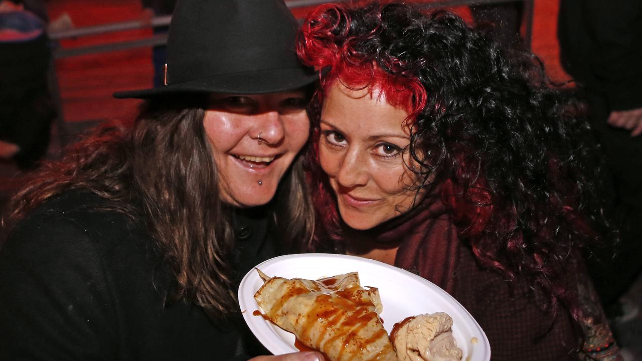 DARK MOFO Winter Feast picture from left of Nik Wilmont with friend Linda Horn both of Melbourne