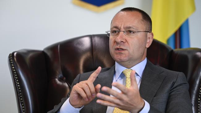 Ukrainian Ambassador to Australia Vasyl Myroshnychenko. Picture: NewsWire / Martin Ollman