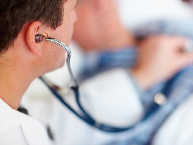 01/05/2012 NEWS: Generic image of a doctor examining a patient's heart beat with a stethoscope. Pic. Supplied