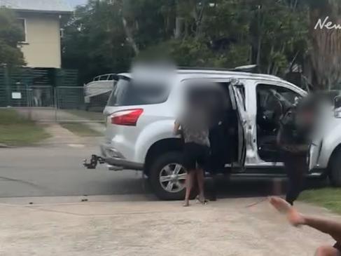 Frantic moment youths dump stolen car and flee police 