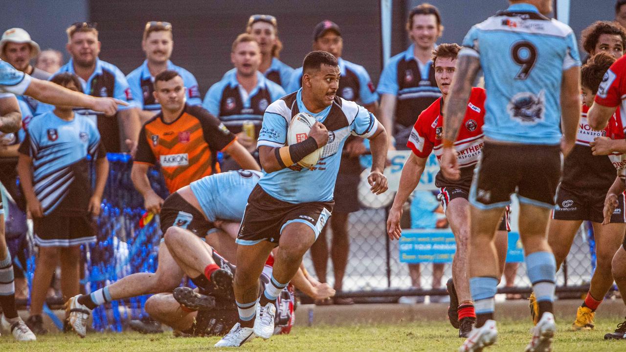 Northern Sharks take on Litchfield Bears in the 2023 NRL NT grand final. Picture: Pema Tamang Pakhrin