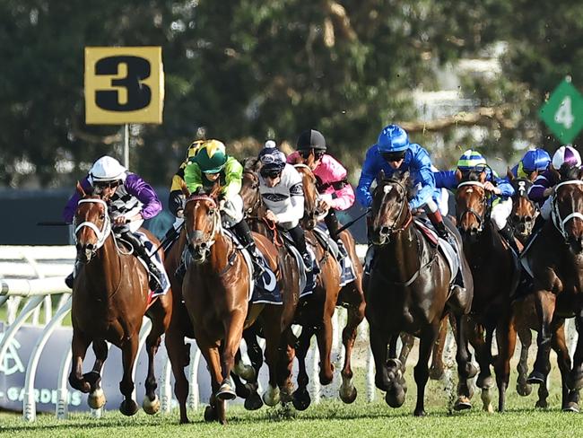 SYDNEY, AUSTRALIA - NOVEMBER 09: Kerrin McEvoy riding Pericles wins Race 8  Five Diamonds during "Five Diamonds Day" - Sydney Racing at Rosehill Gardens on November 09, 2024 in Sydney, Australia. (Photo by Jeremy Ng/Getty Images)