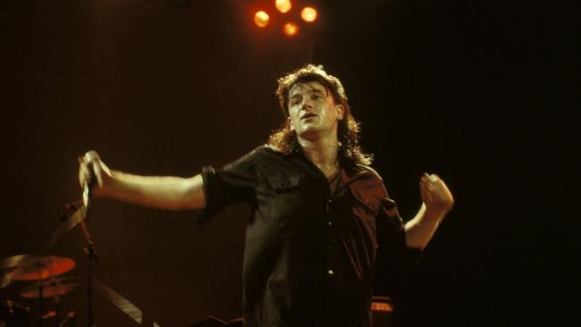 Bono performing live onstage at Entertainment Centre on The Unforgettable Fire Tour: Picture: Bob King/Redferns