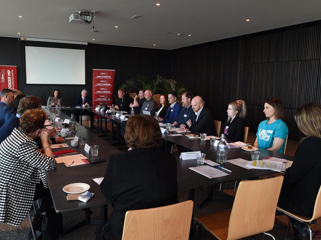 Jobs round table at Ocean Grove with unions, major Geelong employers. Corangamite MP Libby Coker and Minister for Skills and Training Brendan O'Connor.