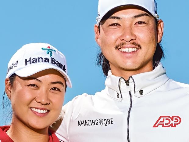 EMBARGO FOR TWAM 04 NOV 2023. FEE MAY APPLY. Sibling Golfers Minjee and Min Woo Lee in Perth. Stef King/TWAM