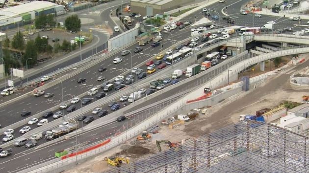 All citybound lanes were reopened at about 10.30am. Picture: 9 News