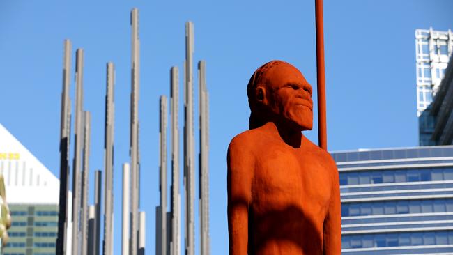 Wirin, a nine metre high sculpture that embodies the spirit and culture of the Noongar people, is seen in Yagan Square in Perth. Picture: AAP