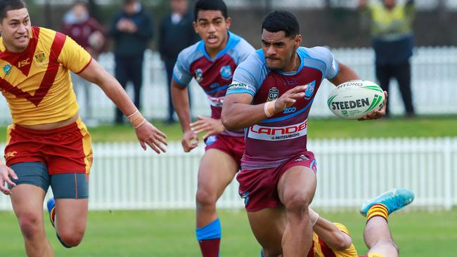 Hills Sports’ Joshua Mocevakaca slices through the defence. Picture: Justin Lloyd