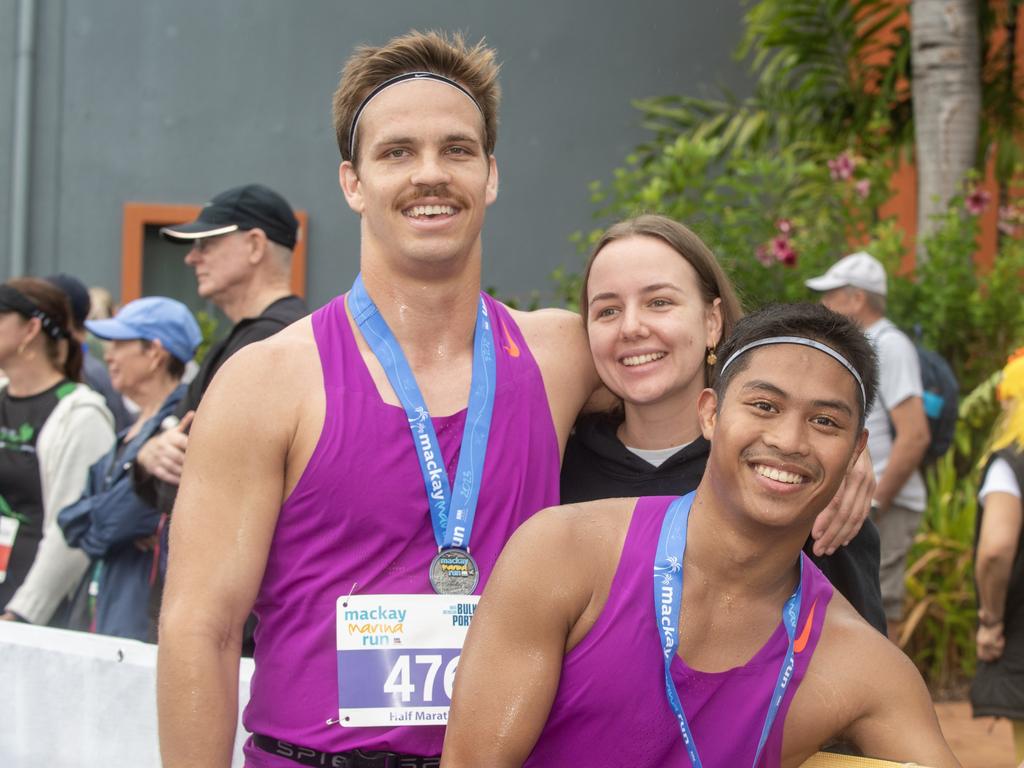 Peter Templer, Brooke Lyon and Domenick Barlis at Mackay Marina Run Sunday 4 June 2023 Picture: Michaela Harlow
