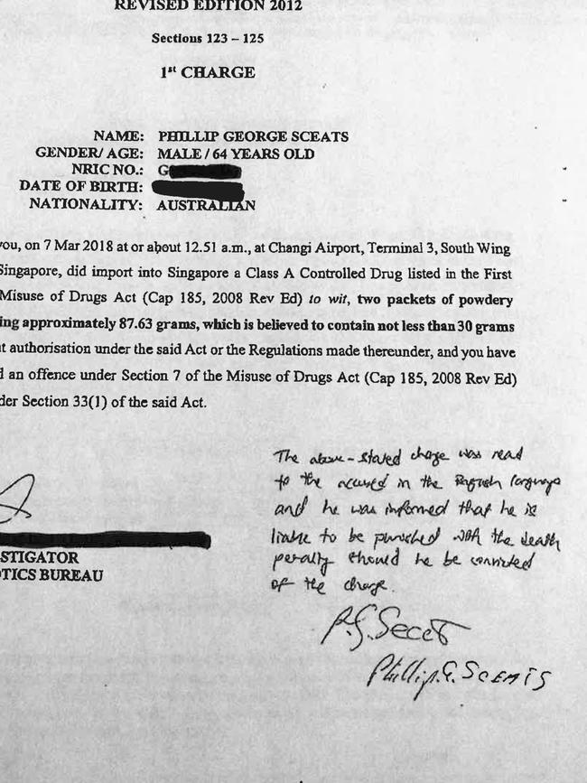 The charge sheet which Mr Sceats was forced to sign.