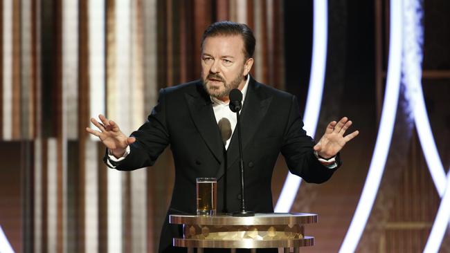 Ricky Gervais got it right when he told stars to shut up at the Golden Globe Awards. Picture: Getty