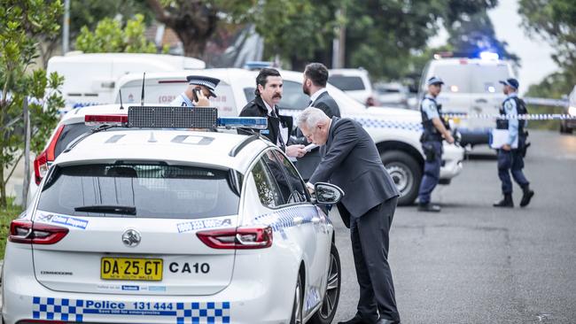 Officers seal off Knox Street in Belmore. Picture: Darren Leigh Roberts