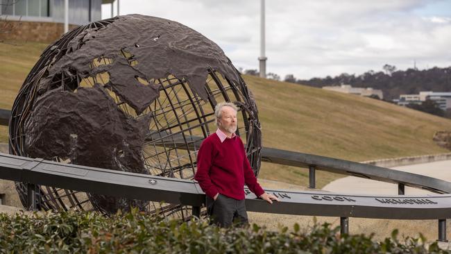 Trevor Lipscombe at the Captain Cook Memorial Globe on Lake Burley Griffin in Canberra. Picture: Sean Davey