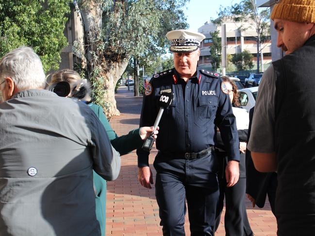 NT Police Commissioner Michael Murphy arrives at the Alice Springs Local Court on May 29, 2024. Picture: Jason Walls