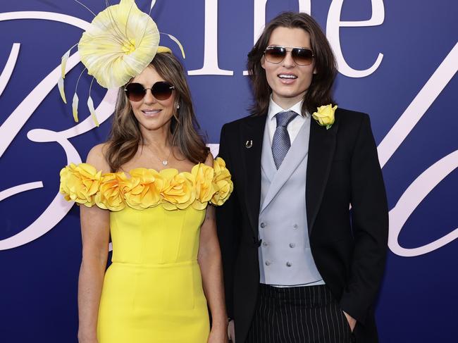 MELBOURNE, AUSTRALIA - NOVEMBER 05: Elizabeth Hurley and Damian Hurley pose for a photo during 2024 Melbourne Cup Day at Flemington Racecourse on November 05, 2024 in Melbourne, Australia. (Photo by Sam Tabone/Getty Images)