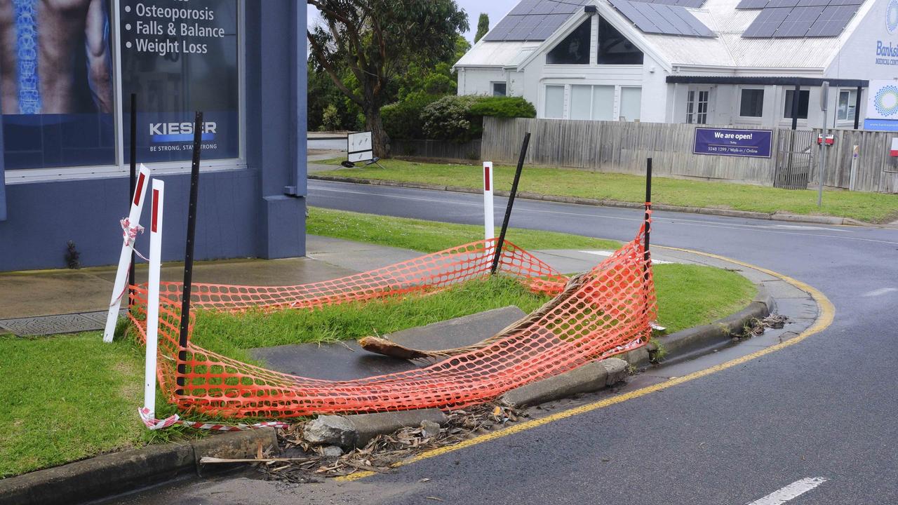 The ancient ruins of Torquay – a broken drain on Geelong Rd. Picture: Shaun Viljoen