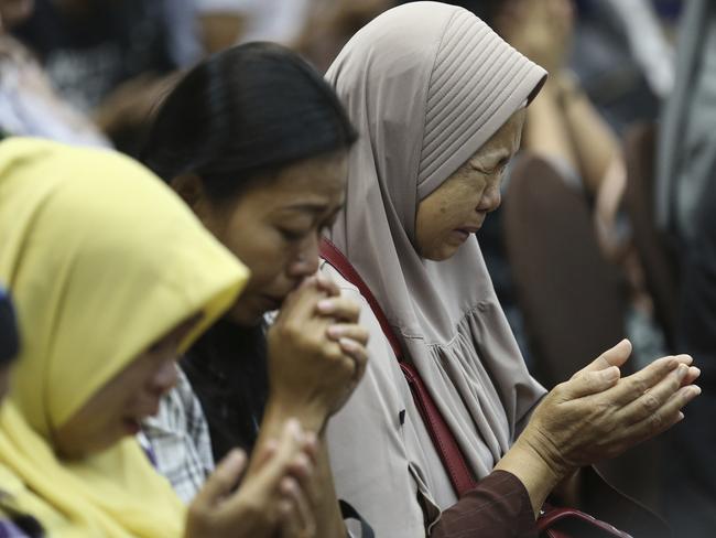 Relatives confronted politicians and Lion Air management. Picture: AP