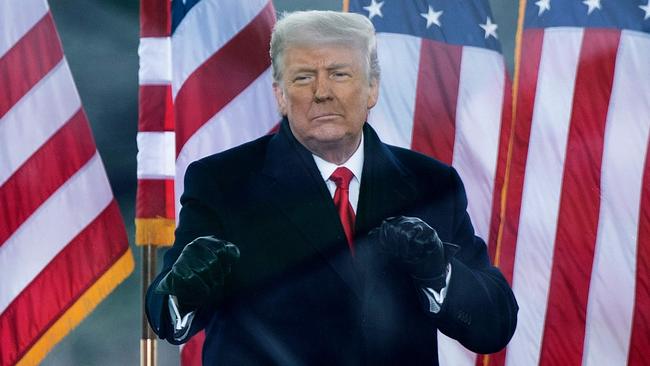 Donald Trump outside the White House in Washington on January 6, the day he was accused of fuelling the deadly attack on the US Capitol. Picture: AFP