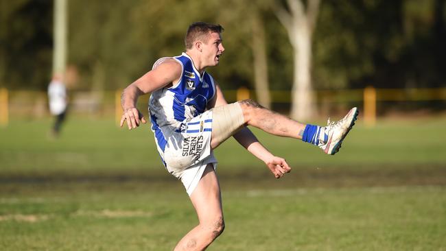 Langwarrin’s Gerard Brown played his best game for the season in the Kangaroos’ win over Chelsea. Picture: Chris Eastman