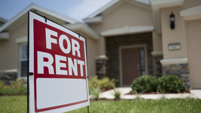 For Rent sign in front of new house