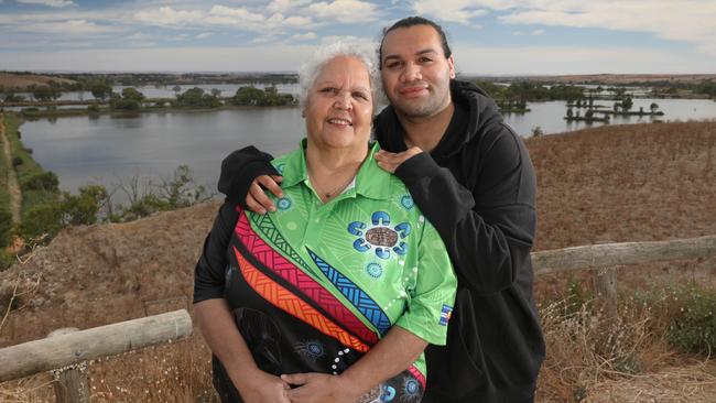 Aunty Eunice Aston at Murray Bridge with her grandson Gordon Rigney Jnr. Picture: Dean Martin