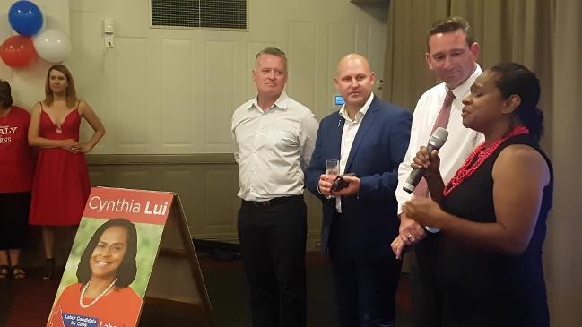 Labor's new Cook MP Cynthia Lui speaks at a post-election party in Cairns